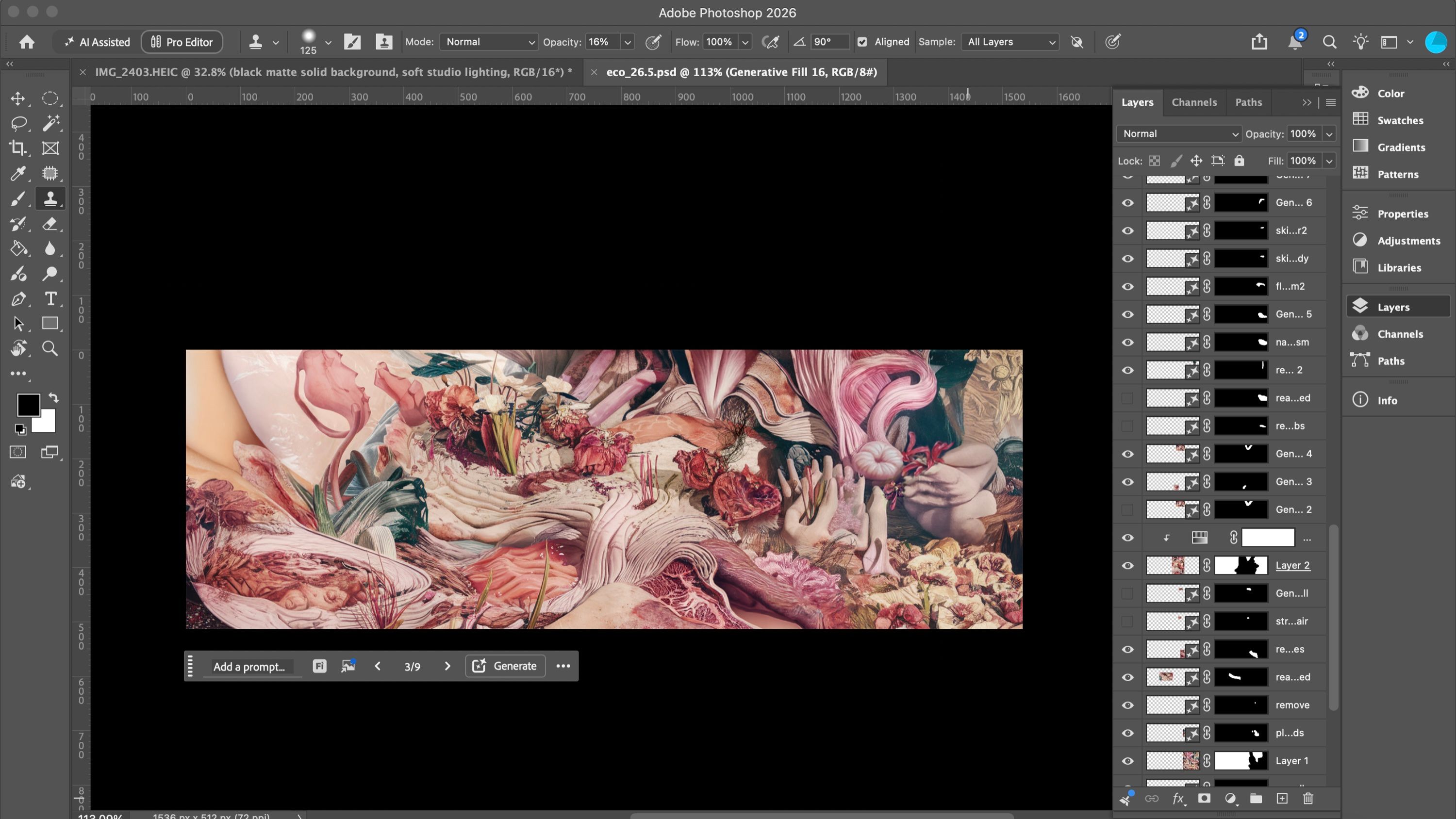 The wide composition in Photoshop at a later stage